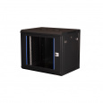 Шкаф 19" телекоммуникационный настенный, 9U 501x600х450 мм, дверь стекло, черный